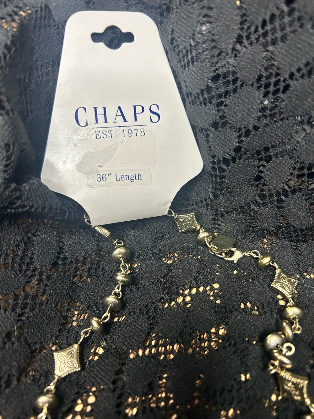 Chaps Gold-Tone Beaded Long Hair Chain